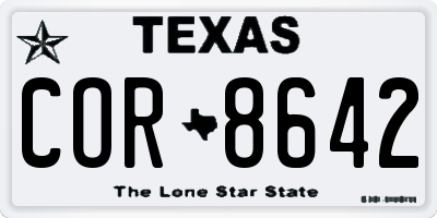 TX license plate COR8642
