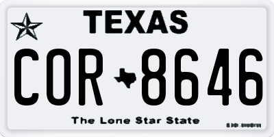 TX license plate COR8646