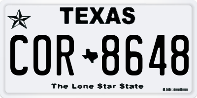 TX license plate COR8648