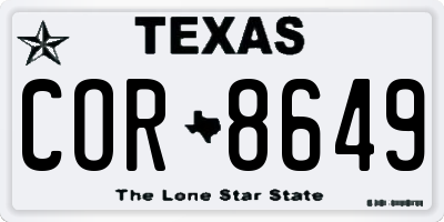 TX license plate COR8649