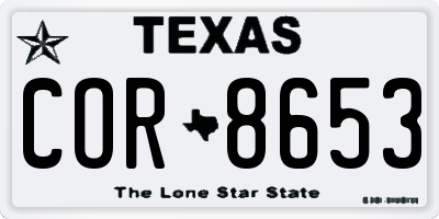 TX license plate COR8653