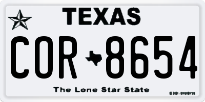 TX license plate COR8654