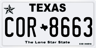 TX license plate COR8663