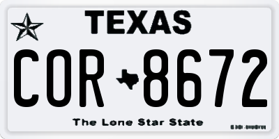 TX license plate COR8672