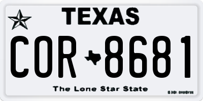 TX license plate COR8681