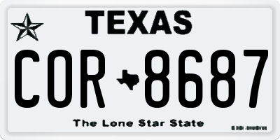 TX license plate COR8687