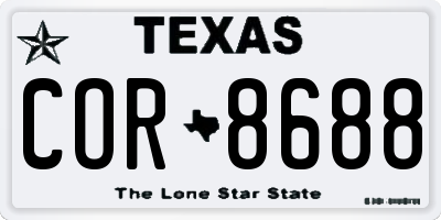 TX license plate COR8688