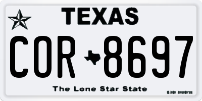 TX license plate COR8697
