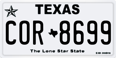 TX license plate COR8699