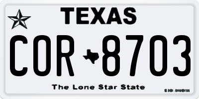 TX license plate COR8703