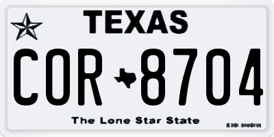TX license plate COR8704
