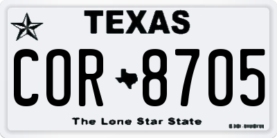 TX license plate COR8705