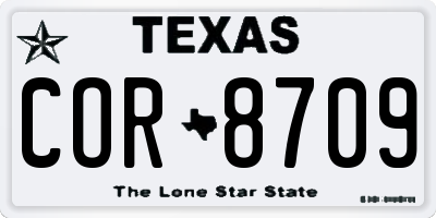 TX license plate COR8709