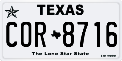 TX license plate COR8716