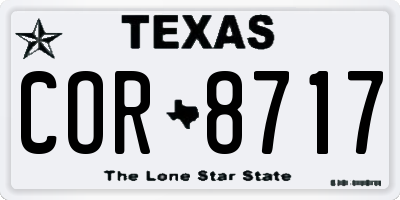 TX license plate COR8717