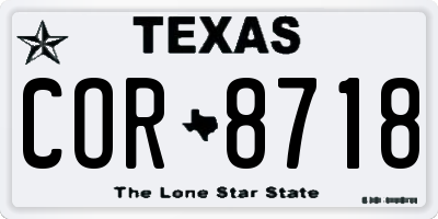TX license plate COR8718