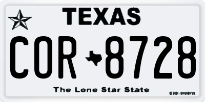 TX license plate COR8728