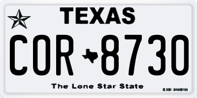 TX license plate COR8730