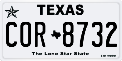 TX license plate COR8732