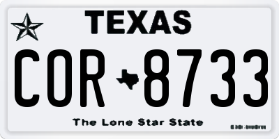 TX license plate COR8733
