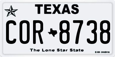 TX license plate COR8738