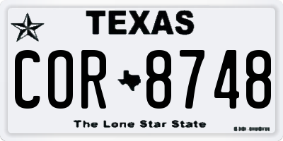 TX license plate COR8748