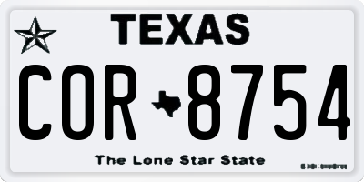 TX license plate COR8754