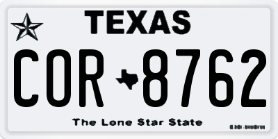 TX license plate COR8762