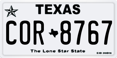 TX license plate COR8767