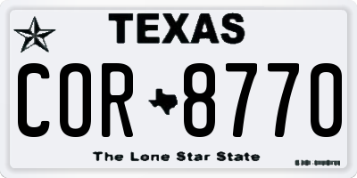 TX license plate COR8770