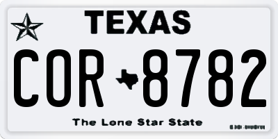 TX license plate COR8782