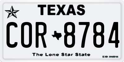 TX license plate COR8784