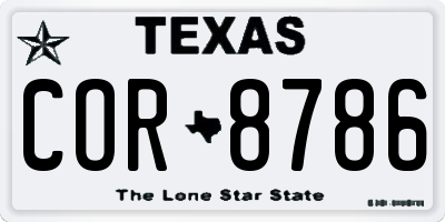 TX license plate COR8786