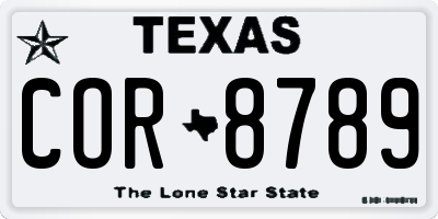 TX license plate COR8789