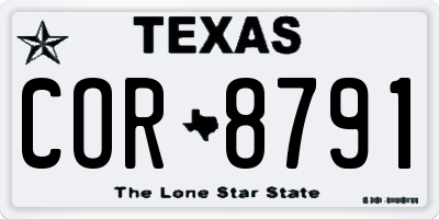 TX license plate COR8791