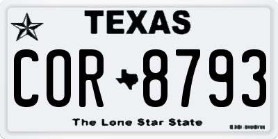TX license plate COR8793