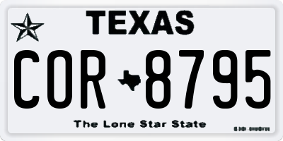 TX license plate COR8795