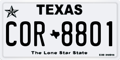 TX license plate COR8801