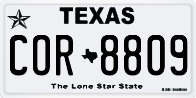 TX license plate COR8809