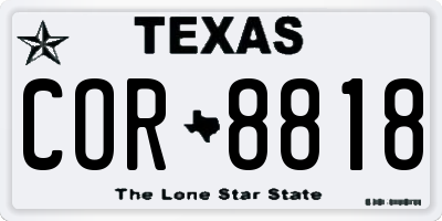 TX license plate COR8818