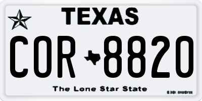 TX license plate COR8820