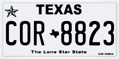 TX license plate COR8823
