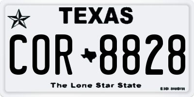 TX license plate COR8828