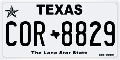 TX license plate COR8829
