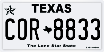 TX license plate COR8833