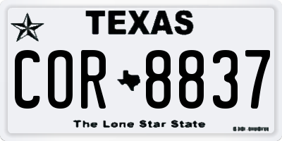TX license plate COR8837