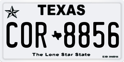 TX license plate COR8856