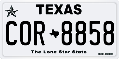 TX license plate COR8858
