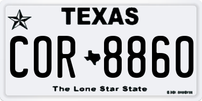 TX license plate COR8860