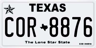 TX license plate COR8876